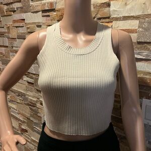 Cotton Citizen Beige Ribbed Crop Top